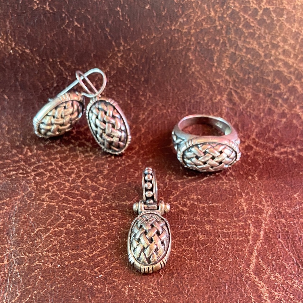 Elegant Silver Woven Jewelry Set